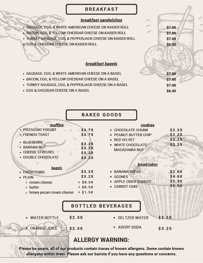 Froth Cafe Main Menu Page 2